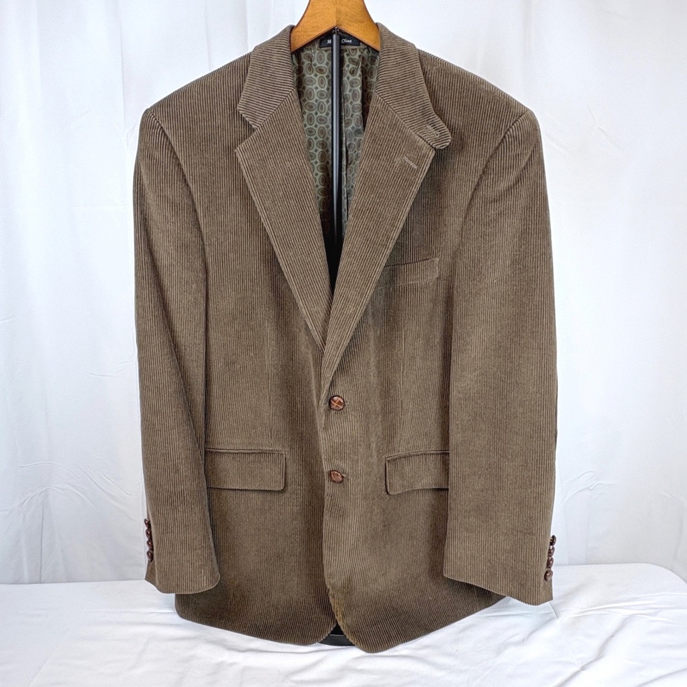 Lauren Ralph Lauren Mens Brown Wide Wale Corduroy Blazer Elbow Patches 42R Prep
